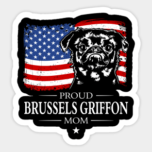 Brussels Griffon Mom American Flag patriotic dog Sticker